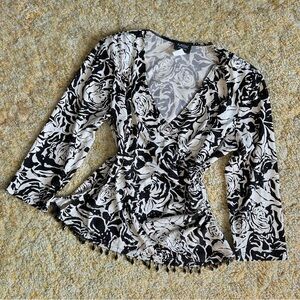 Y2K Black & White Beaded Hem Top